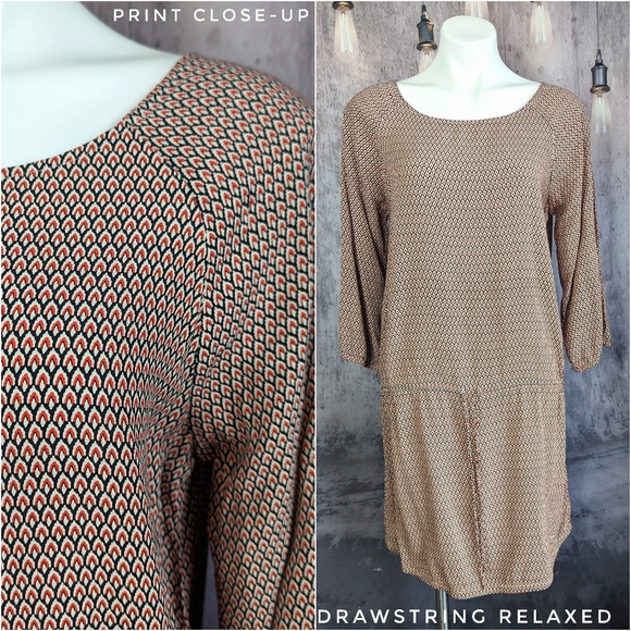 Soft Joie Analee printed drawstring Mini dress in Pureed Pumpkin, size Medium - Picture 10 of 12